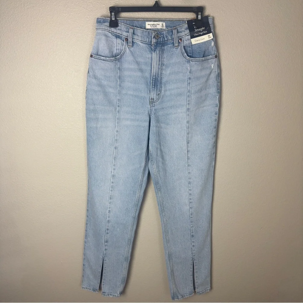 Abercrombie & Fitch NWT Curve Love The 90s Straight Ultra High Rise Jeans - Picture 2 of 11